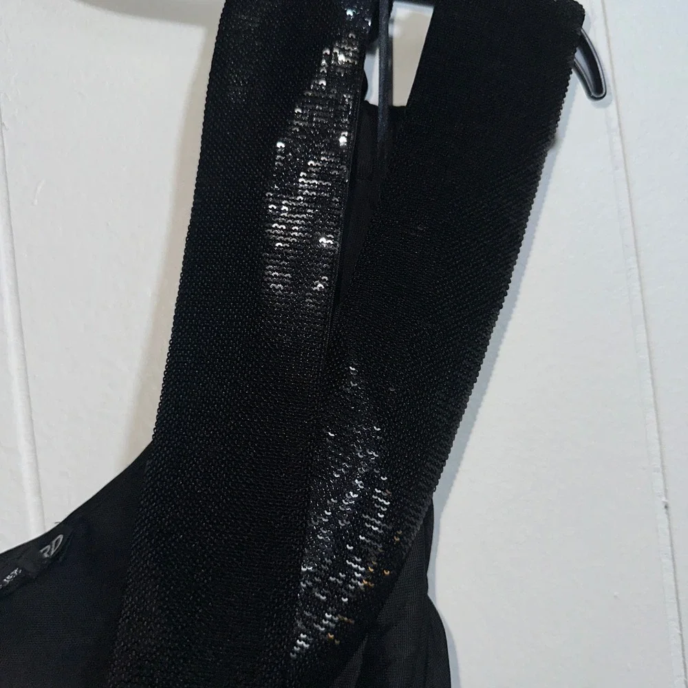 Tom Ford Black Ruched One‎ Shoulder Sequin Strap Evening Gown ABJ855 Size 42 IT